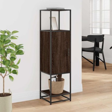 vidaXL Highboard καφέ δρυς Κατασκευασμένο ξύλο και μέταλλο 35,5x35x139 cm 1 τεμ.