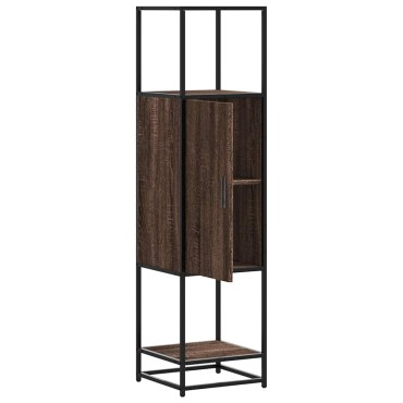 vidaXL Highboard καφέ δρυς Κατασκευασμένο ξύλο και μέταλλο 35,5x35x139 cm 1 τεμ.