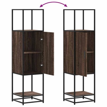 vidaXL Highboard καφέ δρυς Κατασκευασμένο ξύλο και μέταλλο 35,5x35x139 cm 1 τεμ.