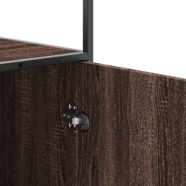 vidaXL Highboard καφέ δρυς Κατασκευασμένο ξύλο και μέταλλο 35,5x35x139 cm 1 τεμ.
