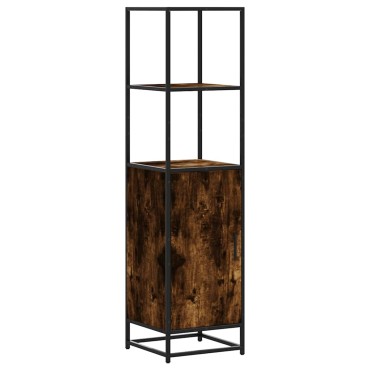 vidaXL Highboard Καπνιστή δρυς Κατασκευασμένο ξύλο και μέταλλο 35,5x35x139 cm 1 τεμ.