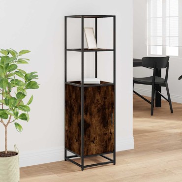 vidaXL Highboard Καπνιστή δρυς Κατασκευασμένο ξύλο και μέταλλο 35,5x35x139 cm 1 τεμ.