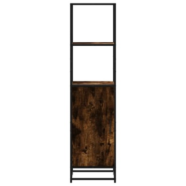vidaXL Highboard Καπνιστή δρυς Κατασκευασμένο ξύλο και μέταλλο 35,5x35x139 cm 1 τεμ.