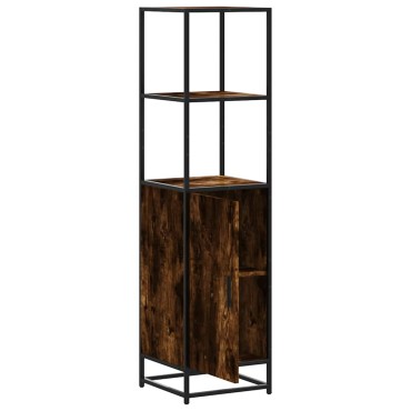 vidaXL Highboard Καπνιστή δρυς Κατασκευασμένο ξύλο και μέταλλο 35,5x35x139 cm 1 τεμ.