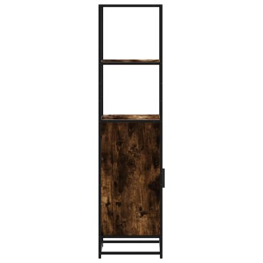 vidaXL Highboard Καπνιστή δρυς Κατασκευασμένο ξύλο και μέταλλο 35,5x35x139 cm 1 τεμ.
