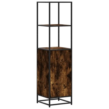 vidaXL Highboard Καπνιστή δρυς Κατασκευασμένο ξύλο και μέταλλο 35,5x35x139 cm 1 τεμ.