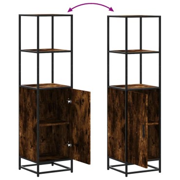 vidaXL Highboard Καπνιστή δρυς Κατασκευασμένο ξύλο και μέταλλο 35,5x35x139 cm 1 τεμ.