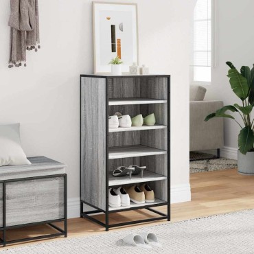 Ράφι παπουτσιών vidaXL Γκρι Sonoma 48x38x97,5cm Κατασκευασμένο ξύλο