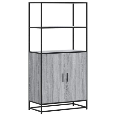 vidaXL Highboard Grey Sonoma Κατασκευασμένο ξύλο και μέταλλο 68x35x139cm 1 τεμ.