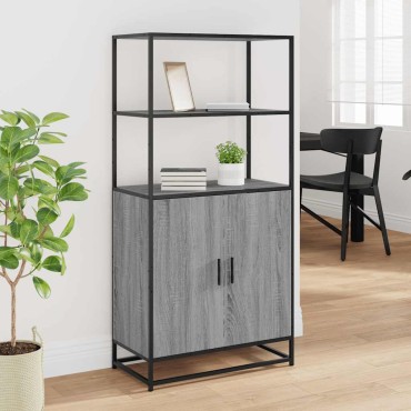vidaXL Highboard Grey Sonoma Κατασκευασμένο ξύλο και μέταλλο 68x35x139cm 1 τεμ.