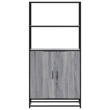 vidaXL Highboard Grey Sonoma Κατασκευασμένο ξύλο και μέταλλο 68x35x139cm 1 τεμ.