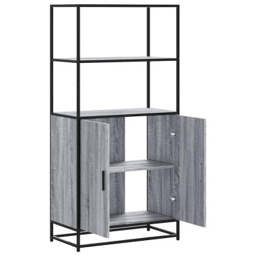 vidaXL Highboard Grey Sonoma Κατασκευασμένο ξύλο και μέταλλο 68x35x139cm 1 τεμ.