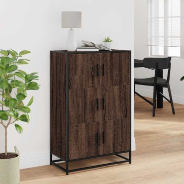 vidaXL Highboard καφέ δρυς Κατασκευασμένο ξύλο και μέταλλο 68x35x106,5cm 1 τεμ.