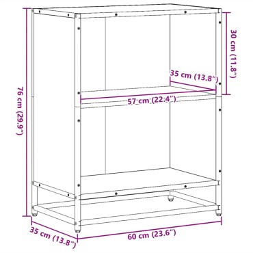 vidaXL Ντουλάπι βιβλίων καπνιστή δρυς 60x35x76cm Κατασκευασμένο ξύλο 1 τεμ.