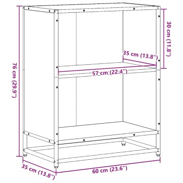 ντουλάπι βιβλίων vidaXL Μαύρο 60x35x76cm Κατασκευασμένο ξύλο