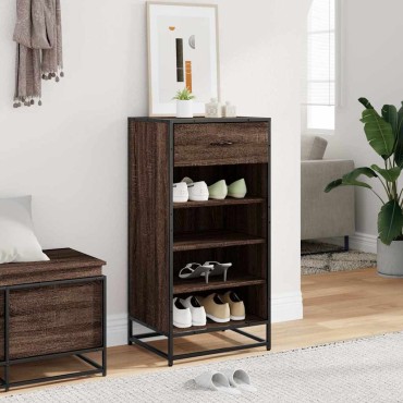 vidaXL Ράφι παπουτσιών καφέ δρυς 48x38x97,5cm Κατασκευασμένο ξύλο
