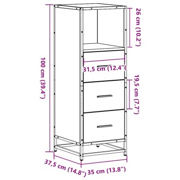 vidaXL Ντουλάπι μπάνιου καφέ δρυς 35x37,5x100cm