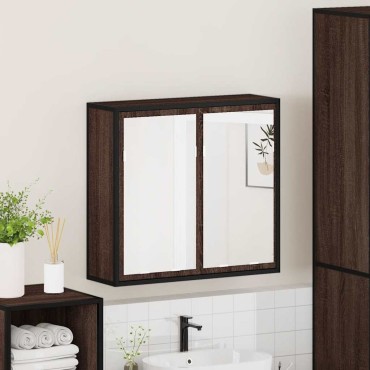 vidaXL ντουλάπι καθρέφτη μπάνιου καφέ δρυς 65x20x60cm