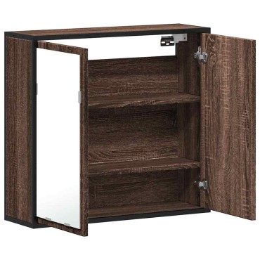vidaXL ντουλάπι καθρέφτη μπάνιου καφέ δρυς 65x20x60cm