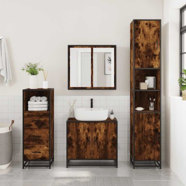 vidaXL Ντουλάπι μπάνιου καπνιστή βελανιδιά 35x37,5x100cm