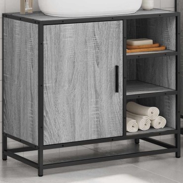 vidaXL Ντουλάπι νιπτήρα μπάνιου γκρι Sonoma 65x33x60cm