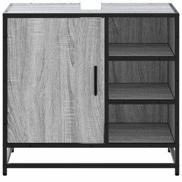 vidaXL Ντουλάπι νιπτήρα μπάνιου γκρι Sonoma 65x33x60cm