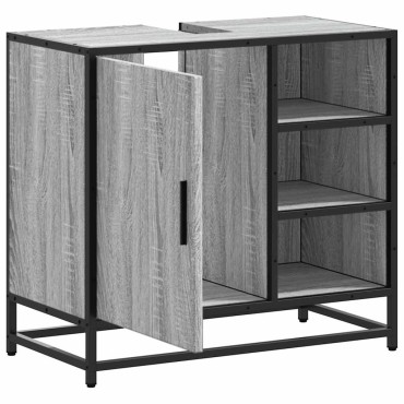 vidaXL Ντουλάπι νιπτήρα μπάνιου γκρι Sonoma 65x33x60cm
