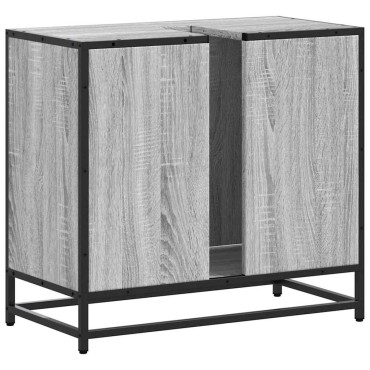 vidaXL Ντουλάπι νιπτήρα μπάνιου γκρι Sonoma 65x33x60cm