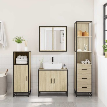 vidaXL Ντουλάπι μπάνιου Sonoma Oak 35x37,5x166cm Κατασκευασμένο ξύλο