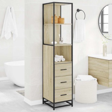 vidaXL Ντουλάπι μπάνιου Sonoma Oak 35x37,5x166cm Κατασκευασμένο ξύλο