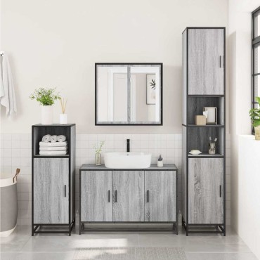 vidaXL Ντουλάπι νιπτήρα μπάνιου γκρι Sonoma 90x33x60cm