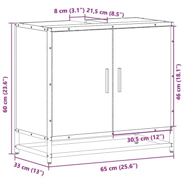 vidaXL ντουλάπι νιπτήρα μπάνιου καπνιστή δρυς 65x33x60cm