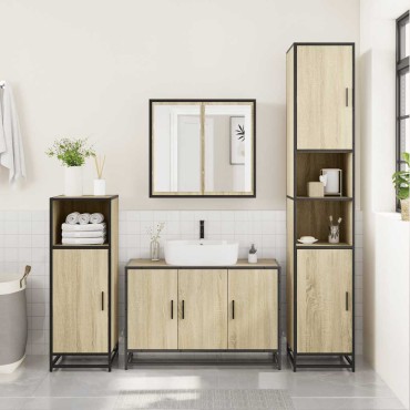 vidaXL Ντουλάπι νιπτήρα μπάνιου Sonoma Oak 90x33x60cm