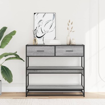 vidaXL Τραπέζι κονσόλας Γκρίζο Σονόμα 90x35x80cm Ξύλινη κατασκευή 1 τεμ.