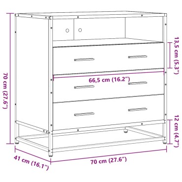 vidaXL Συρταριέρα Γκρι sonoma 70x41x70cm από Επεξεργασμένο Ξύλο 1 τεμ.