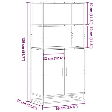 vidaXL Highboard Καπνιστή δρυς 68x35x139cm Κατασκευασμένο ξύλο 1 τεμ.