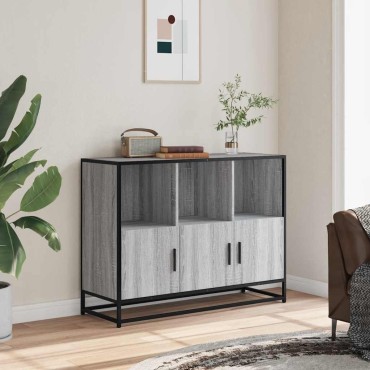 vidaXL Sideboard Γκρι Sonoma 100x35x76cm Ξύλινο μηχανουργικό ξύλο 1 τεμ.