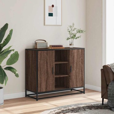 vidaXL Sideboard καφέ δρυς 92x35x76cm Ξύλινο μηχανουργικό ξύλο 1 τεμ.