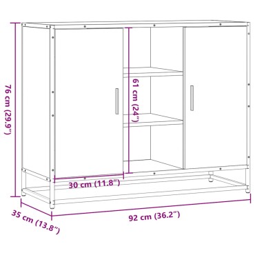 vidaXL Sideboard καφέ δρυς 92x35x76cm Ξύλινο μηχανουργικό ξύλο 1 τεμ.