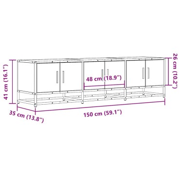 vidaXL Έπιπλο Τηλεόρασης Γκρι Sonoma 150x35x41cm Επεξ. Ξύλο
