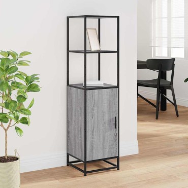 vidaXL Highboard Grey Sonoma Κατασκευασμένο ξύλο και μέταλλο 35,5x35x139 cm 1 τεμ.