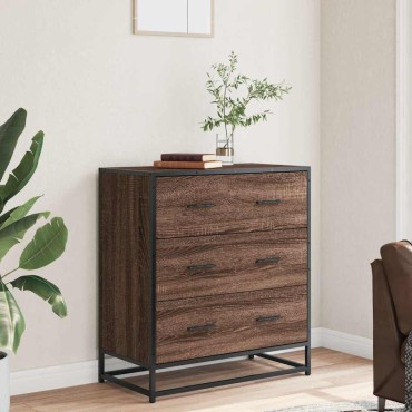 vidaXL Sideboard καφέ δρυς 68x35x76cm Κατασκευασμένο ξύλο και μέταλλο 1 τεμ.