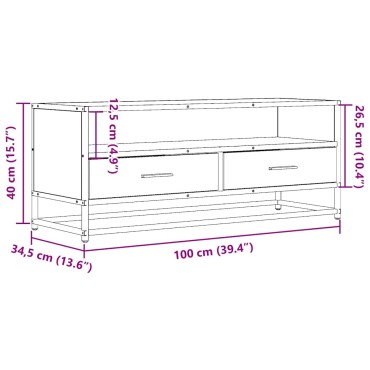 vidaXL Έπιπλο Τηλεόρασης Sonoma Δρυς 100x34,5x40cm Επεξ. Ξύλο/Μέταλλο