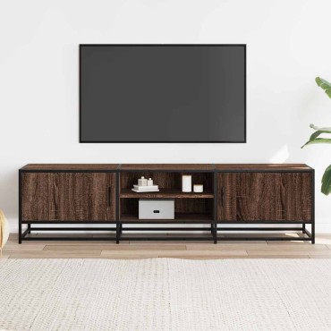 vidaXL Έπιπλο Τηλεόρασης Καφέ Δρυς 160x35x41cm Επεξ. Ξύλο/Μέταλλο