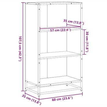 ντουλάπι βιβλίων vidaXL Μαύρο 60x35x107,5cm Κατασκευασμένο ξύλο
