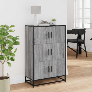 vidaXL Highboard Grey Sonoma Κατασκευασμένο ξύλο και μέταλλο 68x35x106,5cm 1 τεμ.