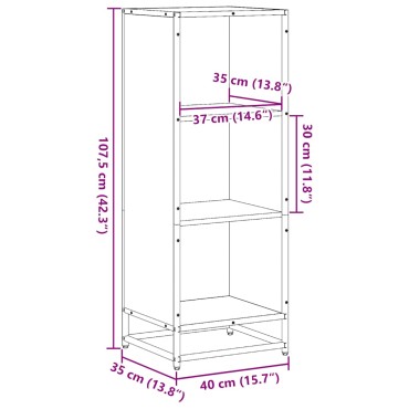 ντουλάπι βιβλίων vidaXL Μαύρο 40x35x107,5cm Κατασκευασμένο ξύλο
