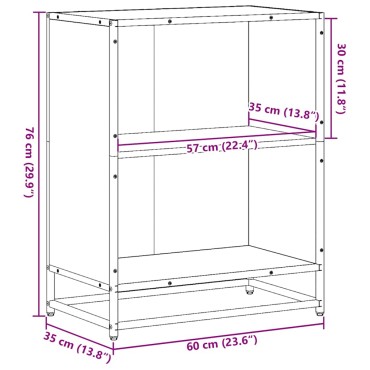 ντουλάπι βιβλίων vidaXL Γκρι Sonoma 60x35x76cm Κατασκευασμένο ξύλο