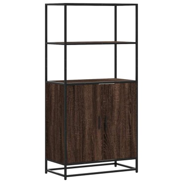 vidaXL Highboard καφέ δρυς Κατασκευασμένο ξύλο και μέταλλο 68x35x139cm 1 τεμ.