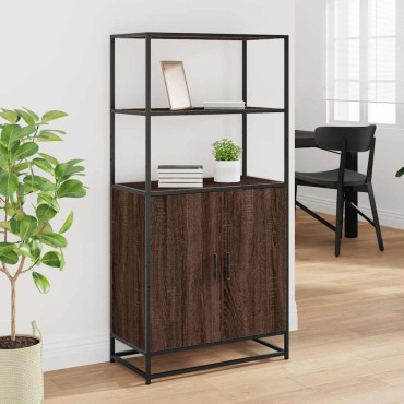 vidaXL Highboard καφέ δρυς Κατασκευασμένο ξύλο και μέταλλο 68x35x139cm 1 τεμ.